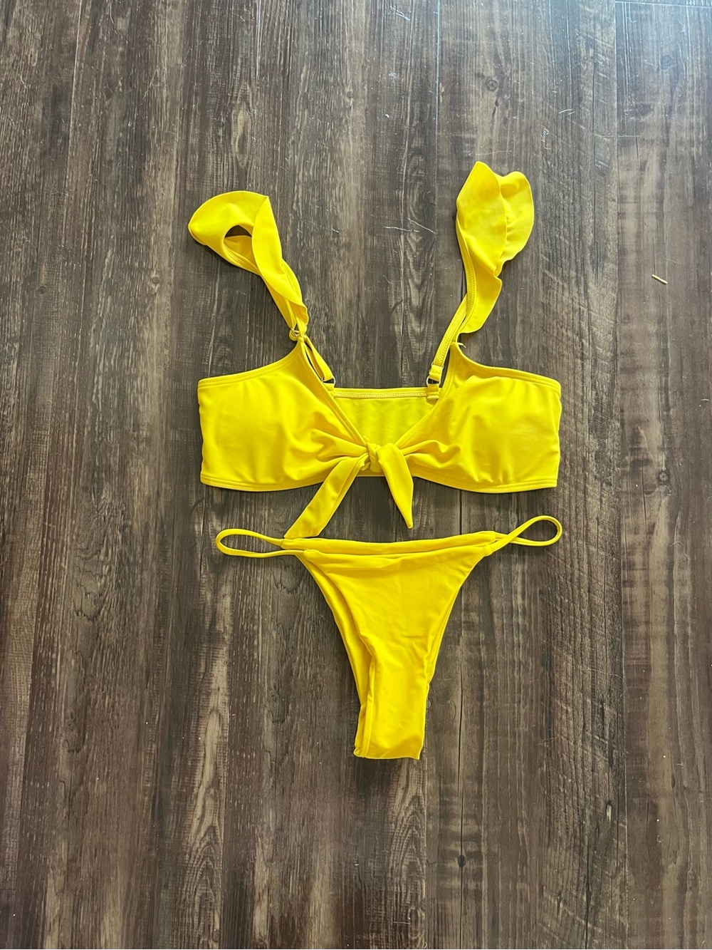 Zaful Yellow Tie-Front Bikini Set 4